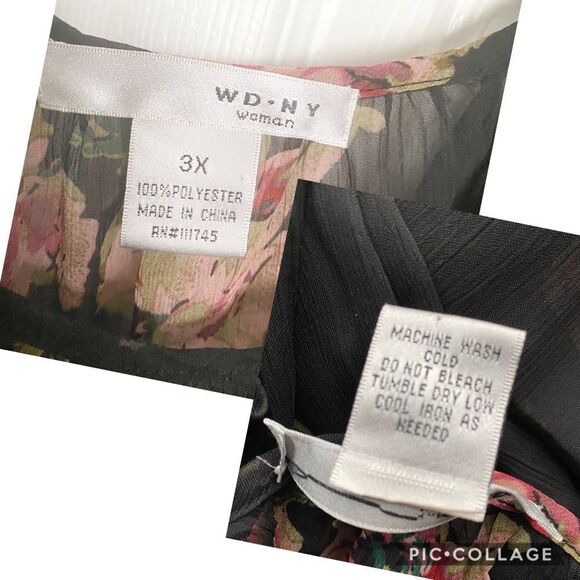 WD NY 3X Sheer Romantic Floral Flutter Sleeve Top - Picture 8 of 8